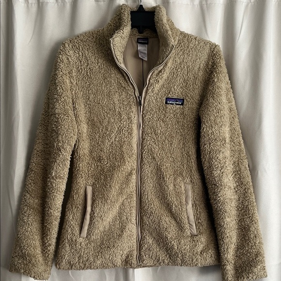 Patagonia Women Los Gatos Sherpa Fuzzy Tan Brown Full Zip Jacket Small - Picture 1 of 3